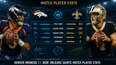 Denver Broncos vs New Orleans Saints Match Player Stats
